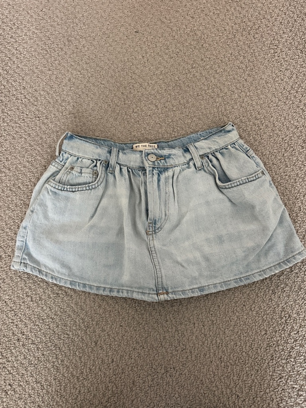 We The Free Light Wash Denim Mini Skirt